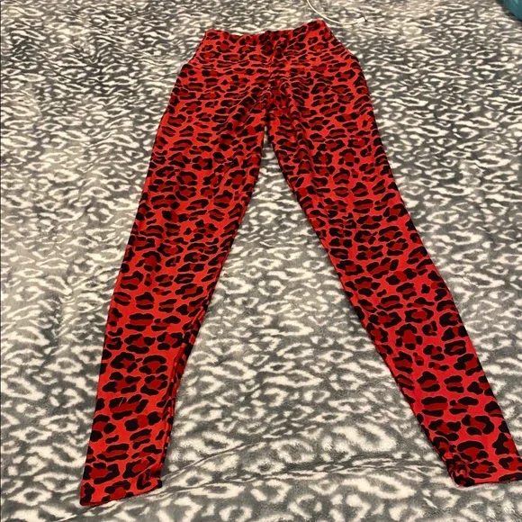 Red and Black Leopard Leggings - Picture 2 of 4